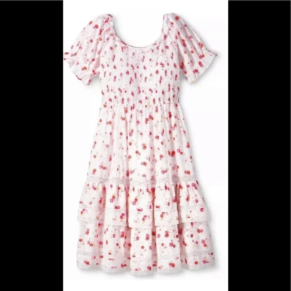 LoveShackFancy | Dresses | Loveshackfancy For Target Cottagecore Pink And  White Floral Dress Wlace Trim | Poshmark